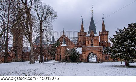 Hradec Nad Moravici, Red Chateau In Winter