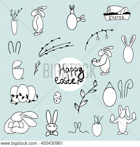 Happy Easter Hand Drawn Vector Doodles Set
