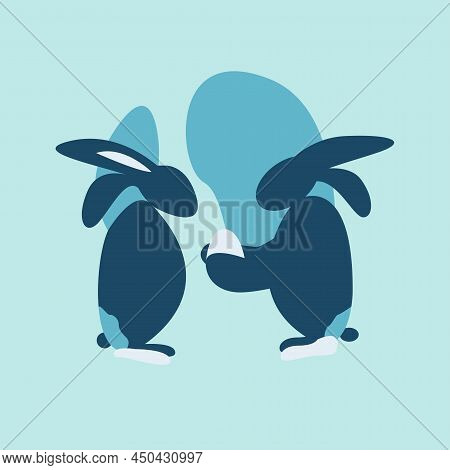 Happyy Easter Rabbit Greeting Card- Vector Illustration