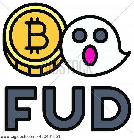 Fud Icon, Cryptocurrency Related Vector Filled Illustration