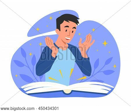 Man Reading Exciting Book. Unexpected Plot Twists. Love For Literature And Useful Hobbies, Works Of 