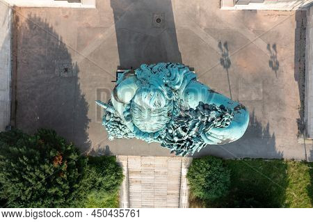 Bavaria Statue And Ruhmeshalle (hall Of Fame) In Munich, Germany, Theresienwiese. The Statue Was Bui