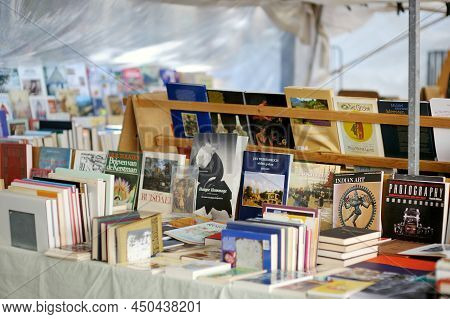 Amsterdam - August 2011: Old Books Sold On A Flea Market In Amsterdam, Netherlands