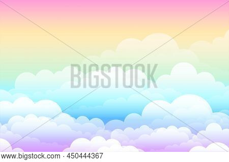 Rainbow Dreamy Cloud Fantasy Background Vector Illustration