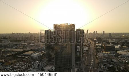 Petah Tikva, Israel - March 05, 2022: Global Towers Bsr Center Petah Tikva. Designed By Blk Architec