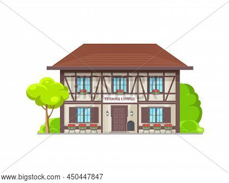 German Cuisine Restaurant Building Icon, Germany Food Place Architecture, Vector. German Food Bar Or