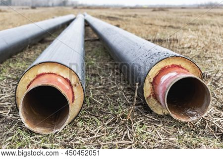 Metal Pipes With Thermal Insulation Of The District Heating System For Minimal Heat Loss. Sustainabl