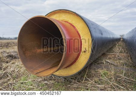 Metal Pipes With Thermal Insulation Of The District Heating System For Minimal Heat Loss. Sustainabl