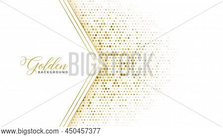 Golden Luxury Halftone Glitter White Background Vector Illustration