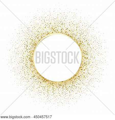Circle Golden Halftone Frame Background Vector Illustration