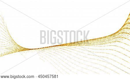 Golden Sparkling Halftone Wave Pattern On White Background