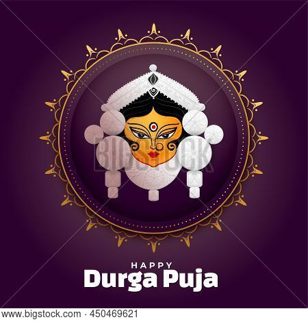 Happy Durga Pooja Festival Card Design Vector Illustration