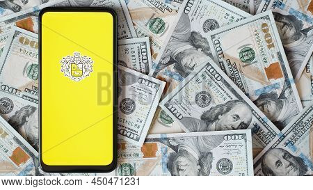 Tinkoff Bank Logo On Smartphone Screen, Mobile Application Of Electronic Payment Banking System. Mob