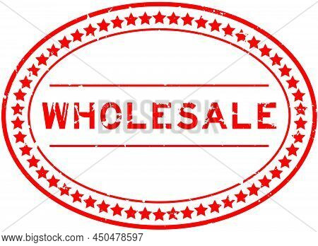 Grunge Red Wholesale Word Oval Rubber Seal Stamp On White Background