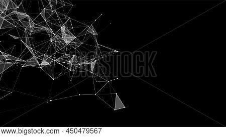 Vector Business Futuristic Backdrop. Network Connection Structure Cyberspace With Moving Particles. 