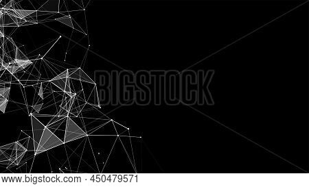 Vector Business Futuristic Backdrop. Network Connection Structure Cyberspace With Moving Particles. 