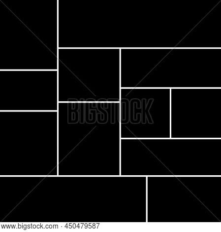 Empty Collage For 13 Pictures. Vector Photo Frame For Memory.