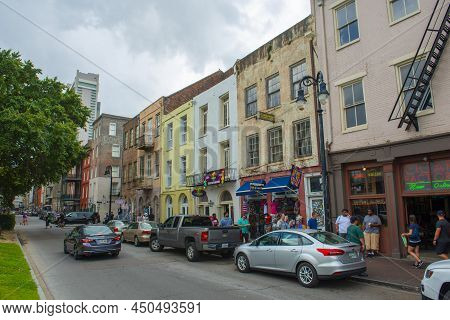 New Orleans - May. 28, 2017: Historic Commercial Buildings On Decatur Street Between Conti Street An