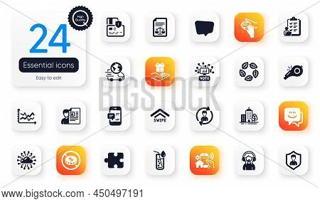 Set Of Business Flat Icons. Card, Support And Loyalty Program Elements For Web Application. Legal Do