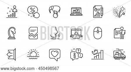 Outline Set Of Marketing Strategy, Stats And Sign Out Line Icons For Web Application. Talk, Informat