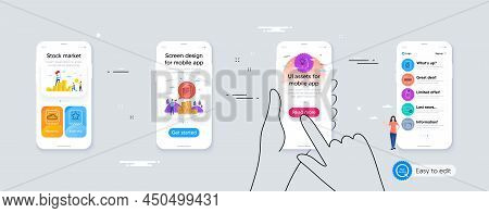 Fastpass, Idea And Loyalty Ticket Minimal Line Icons. Phone Ui Interface. Cloud Computing, Update Do