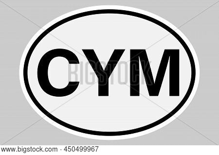 Cym, From Welsh Cymru - Wales International Vehicle Registration Code. White Oval Plate Or Sticker W