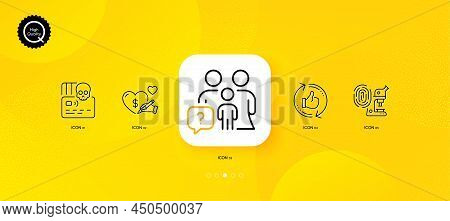 Refresh Like, Fingerprint Research And Family Questions Minimal Line Icons. Yellow Abstract Backgrou