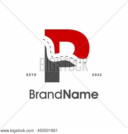 Simple And Modern Illustration Logo Design Initial P Pathway In Two Color.