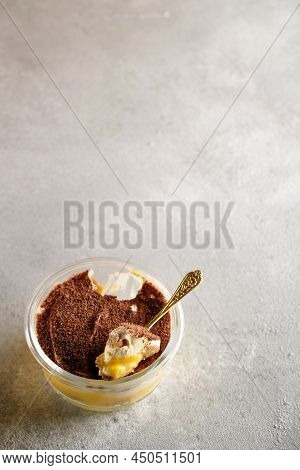 Tiramisu. Dessert With Cream For Breakfast. High Quality Photo