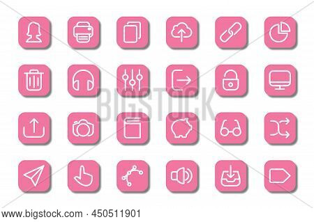 Icons Set Daily Activity Equipment, Icon Pack Isolated On White Background, Round Square Icon Pack. 