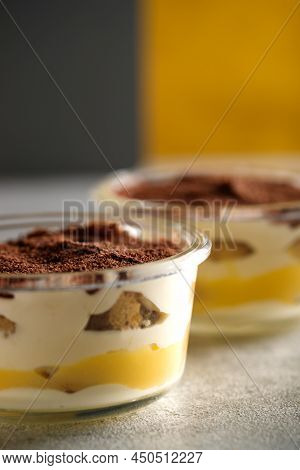 Tiramisu. Dessert With Cream For Breakfast. High Quality Photo