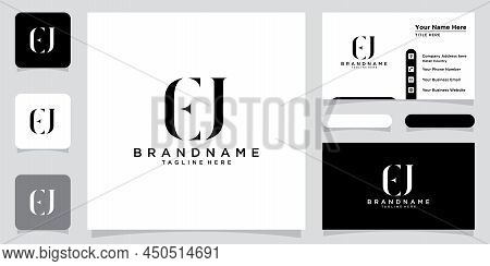 Initials Letter Ej Logo Vector Design With Business Card Design