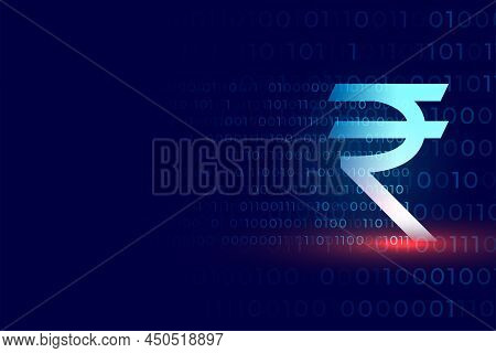 Digital Rupee Background With Binary Number Codes