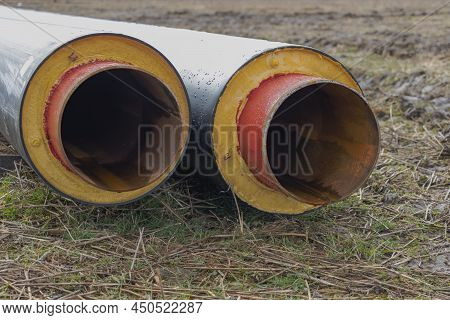 Metal Pipes With Thermal Insulation Of The District Heating System For Minimal Heat Loss. Sustainabl