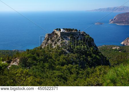 View On The Castle Of Monolithos, Rhodes, Greece