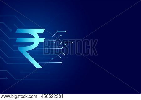 Rupee Symbol In Digital Technology Background Vector Illustration