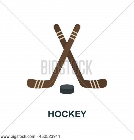 Hockey Flat Icon. Colored Element Sign From Winter Sport Collection. Flat Hockey Icon Sign For Web D
