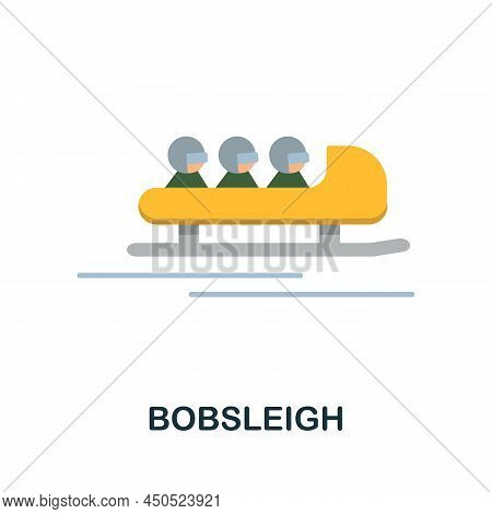 Bobsleigh Flat Icon. Colored Element Sign From Winter Sport Collection. Flat Bobsleigh Icon Sign For