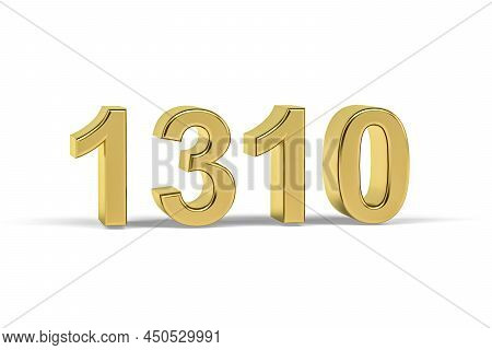 Golden 3d Number 1310 - Year 1310 Isolated On White Background - 3d Render