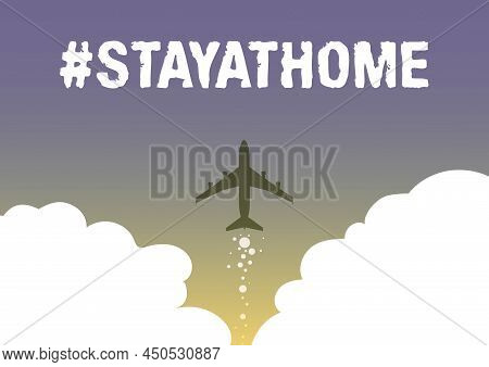 Text Caption Presenting Hashtag Stay At Home. Concept Meaning A Trending Label In Social Media Relat