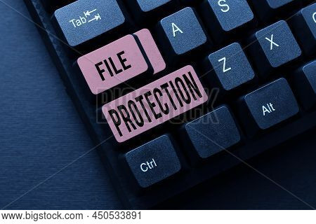 Writing Displaying Text File Protection. Word Written On Preventing Accidental Erasing Of Data Using