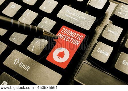 Hand Writing Sign Zoonotic Infection. Business Overview Zoonotic Infection Abstract Typing New Antiv