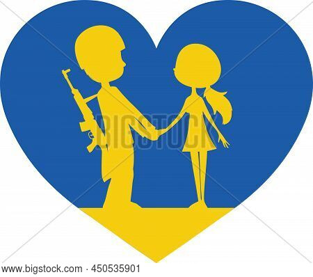 Ukrainian Soldier Says Goodbye To His Girl, Goes To War - Vector Illustration Design