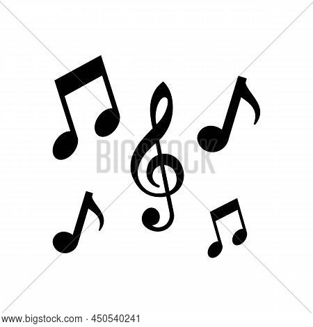 Music Notes Simple Solid Black Line Icon. Music Tone Symbol. Minimalist Style. Flat Isolated Sign Fo