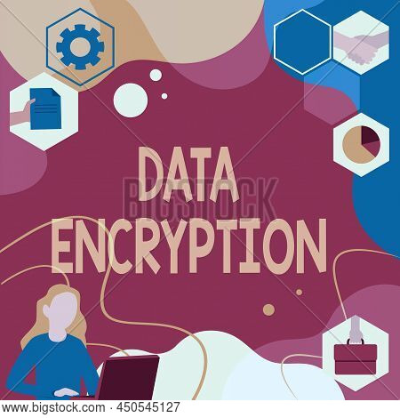 Conceptual Display Data Encryption. Business Showcase Symmetrickey Algorithm For The Encrypting Elec