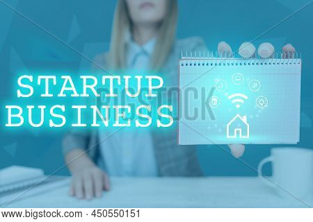 Conceptual Caption Start Up Business. Business Idea Engaging To A New Venture Fresh Trading And Sell