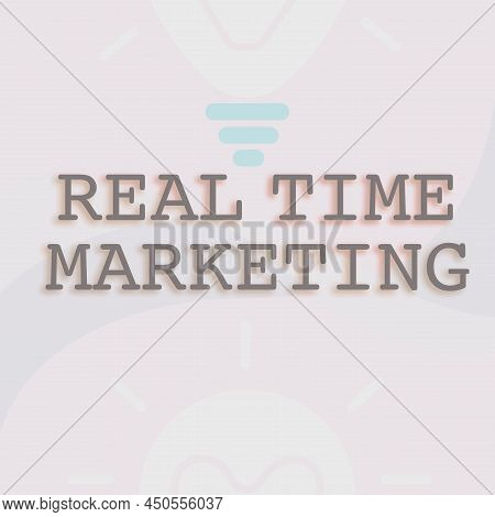Conceptual Display Real Time Marketing. Business Overview Creating A Strategy Focused On Current Rel