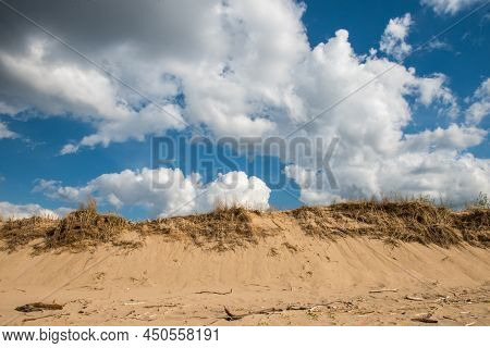 Dunes By The Baltic Sea With Sand And Grass. Carnikava, Latvia.