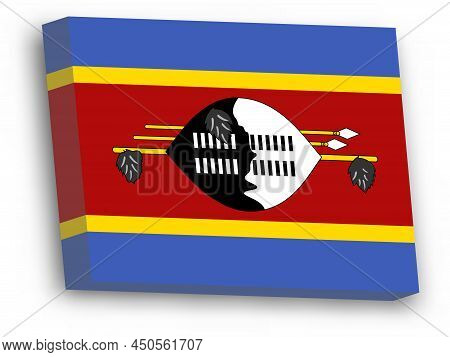 Eswatini Flag - 3d Vector Rectangular Block With Dropped Shadow.