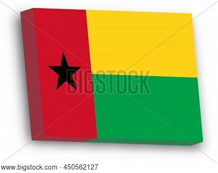 Guinea-bissau Flag - 3d Vector Rectangular Block With Dropped Shadow.